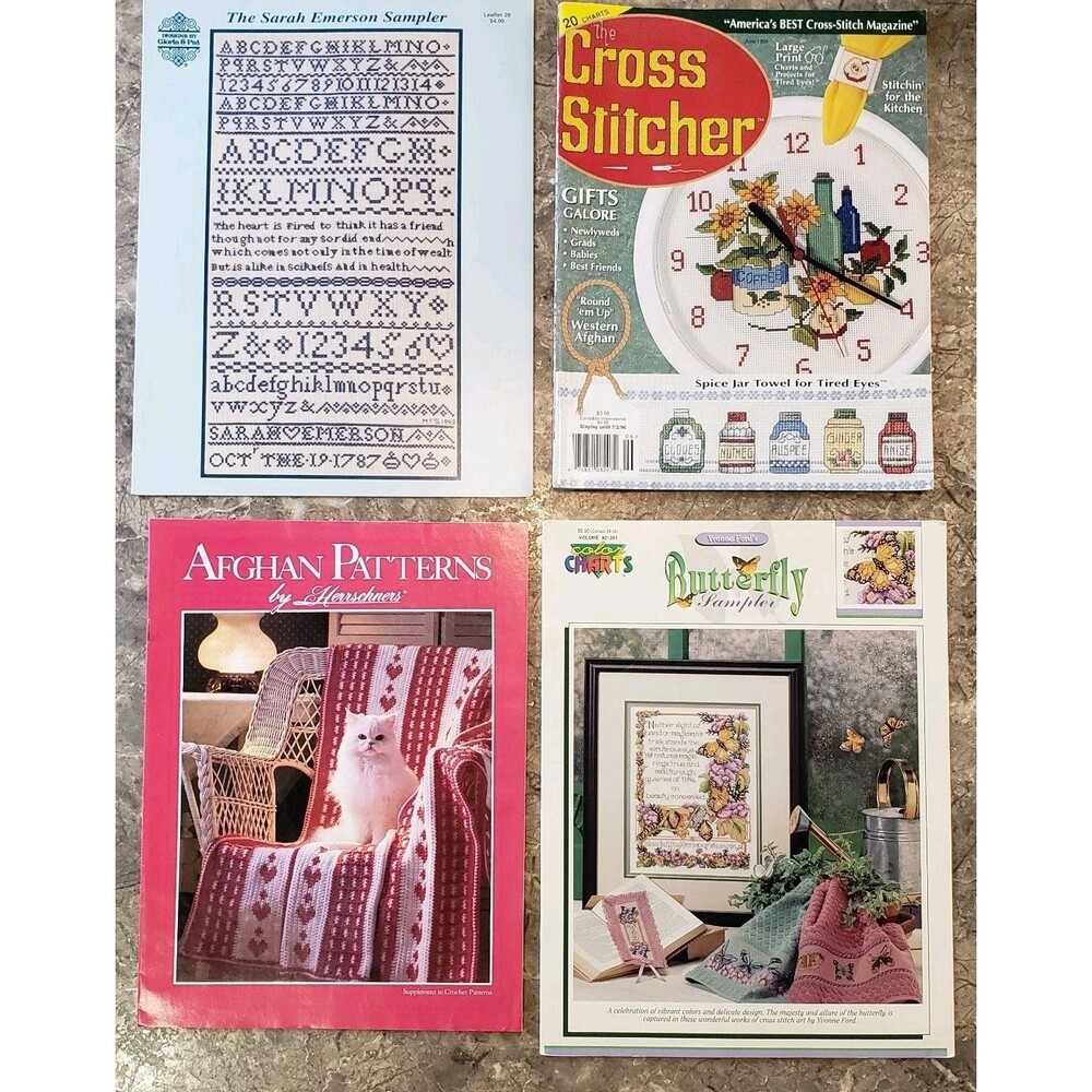 The Sarah Emerson Sampler-OOP-Cross Stitch Chart/Cross Sticher/Butterfly/Afghan.